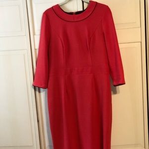 Boden dress. Coral with burgundy piping. 12L US